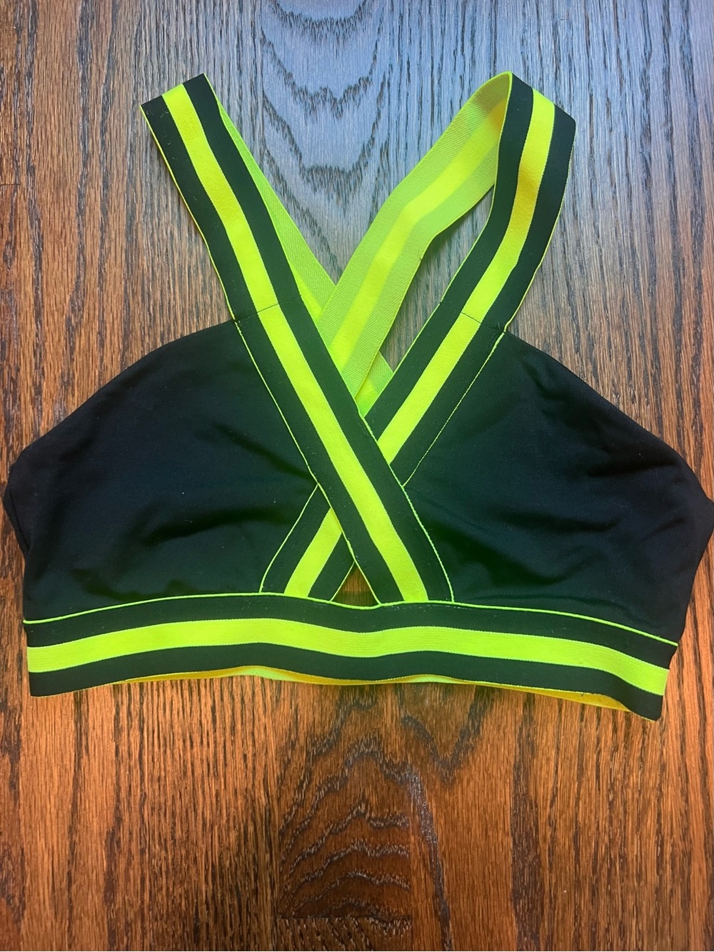 Jo and Jax Black Sports Bralette with Neon Yellow Striped Elastic